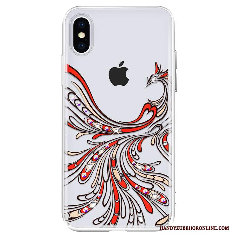 Custodia iPhone Xs Creativo Trasparente Amanti, Cover iPhone Xs Strass Sottile Di Personalità