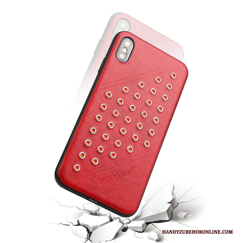 Custodia iPhone Xs Pelle Telefono Elegante, Cover iPhone Xs Protezione Rosso Europa