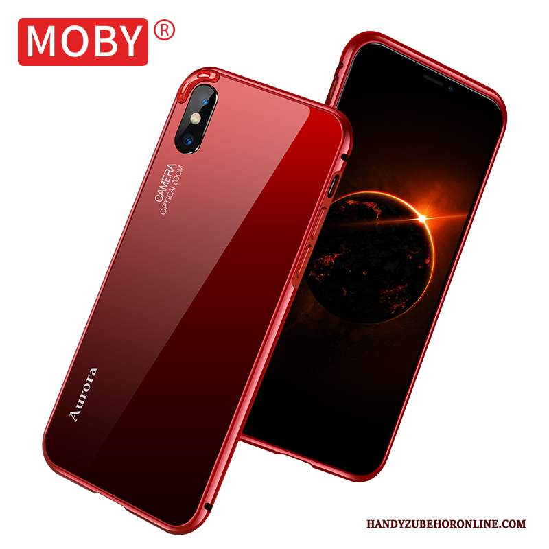 Custodia iPhone Xs Rosso Tendenza, Cover iPhone Xs Metallo Net Red