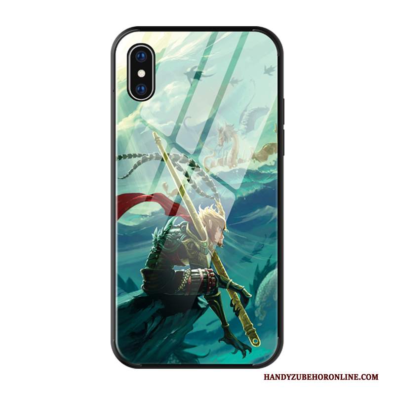 Custodia iPhone Xs Silicone High End Blu, Cover iPhone Xs Tutto Incluso Vetro