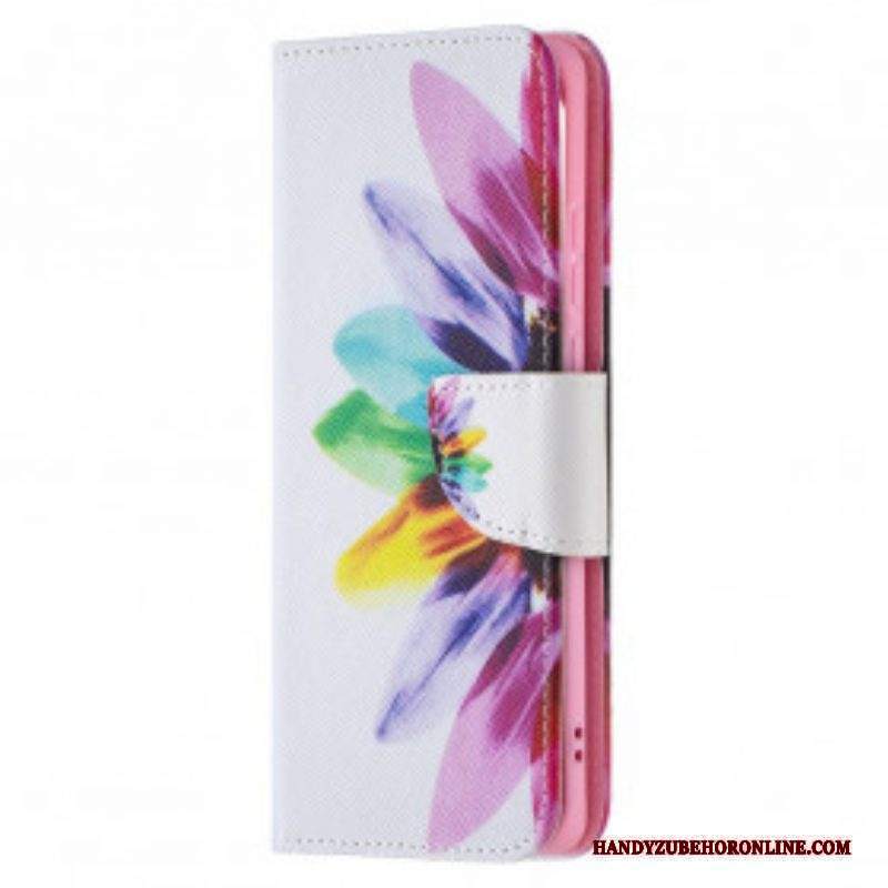 Custodia in pelle Huawei P50 Pro Fiore Dell'acquerello