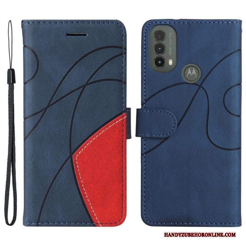 Custodia in pelle Moto E40 / E30 / E20 Ecopelle Firmata Bicolore