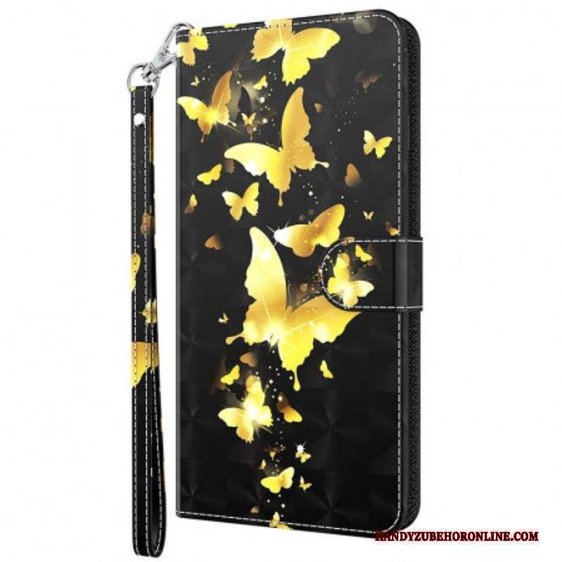 Custodia in pelle Moto E40 / E30 / E20 Farfalle Gialle