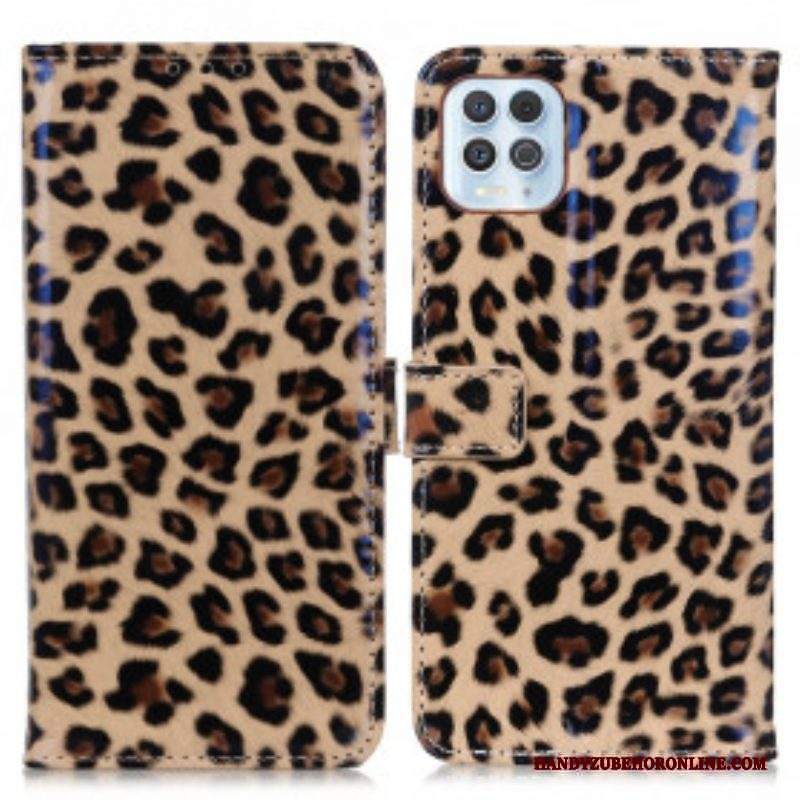 Custodia in pelle Moto G100 Leopardo