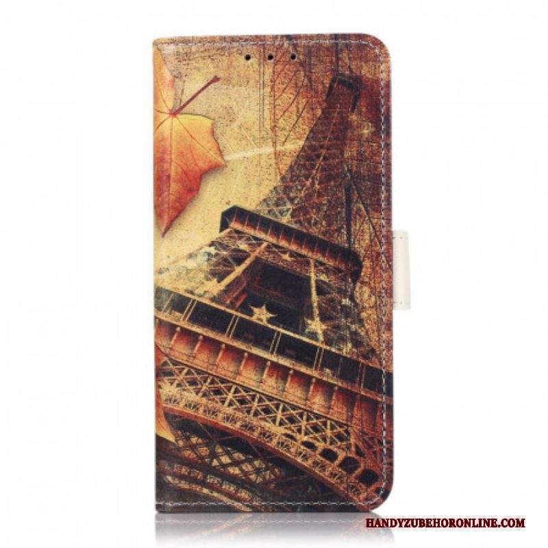 Custodia in pelle Moto G200 5G Torre Eiffel In Autunno