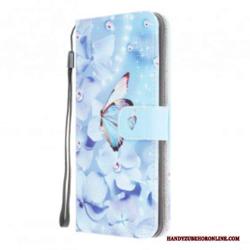 Custodia in pelle Moto G50 Farfalle Di Diamanti Strappy