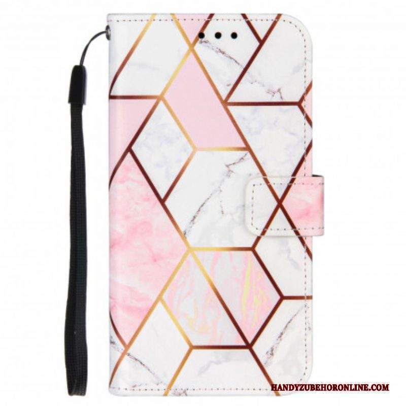 Custodia in pelle Moto G50 Marmo Geometrico A Strisce