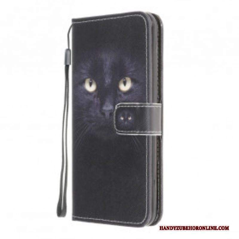 Custodia in pelle Moto G50 Strappy Occhi Di Gatto Nero