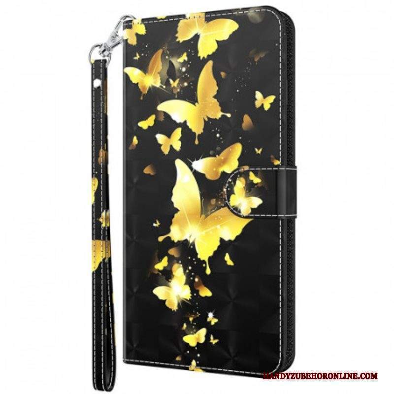 Custodia in pelle Moto G51 5G Farfalle Gialle