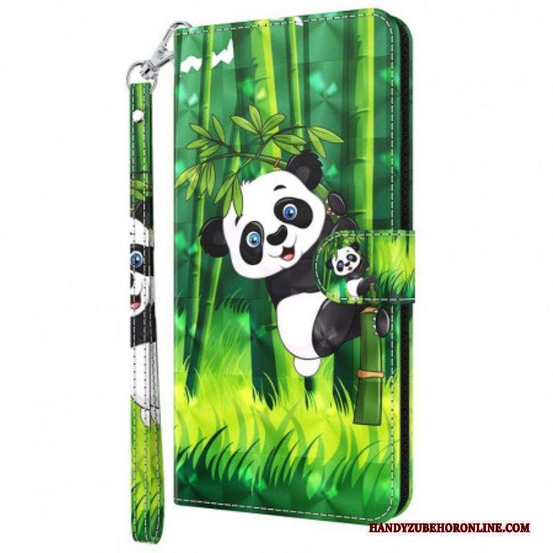 Custodia in pelle Moto G51 5G Panda E Bambù