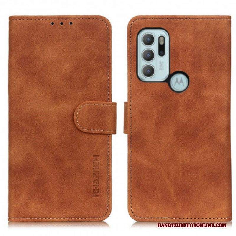 Custodia in pelle Moto G60S Khazneh Effetto Pelle Vintage