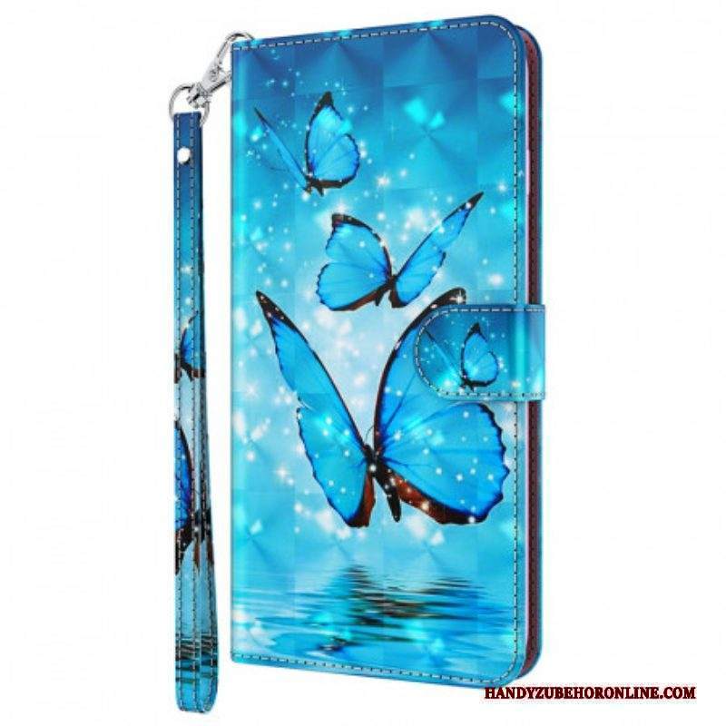 Custodia in pelle Moto G71 5G Farfalle Blu Volanti