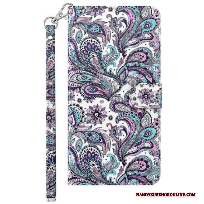 Custodia in pelle Moto G73 5G Motivo Paisley Con Spalline