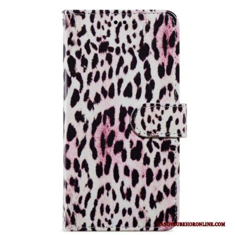 Custodia in pelle Moto G73 5G Strappy Stile Leopardo