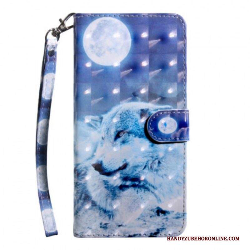 Custodia in pelle Samsung Galaxy A13 5G / A04s Lupo Al Chiaro Di Luna