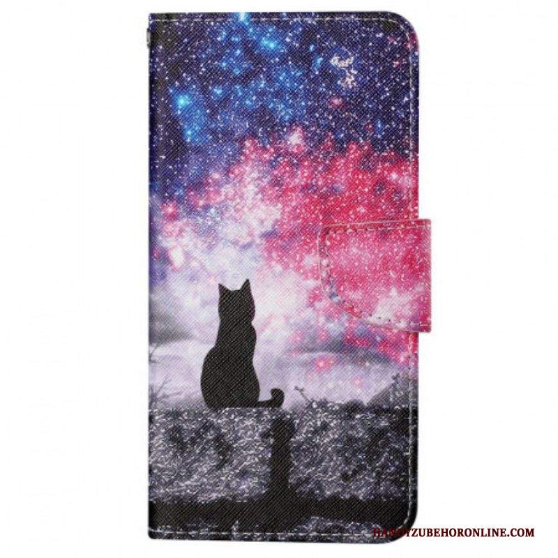 Custodia in pelle Samsung Galaxy A13 Gatto Lucernario