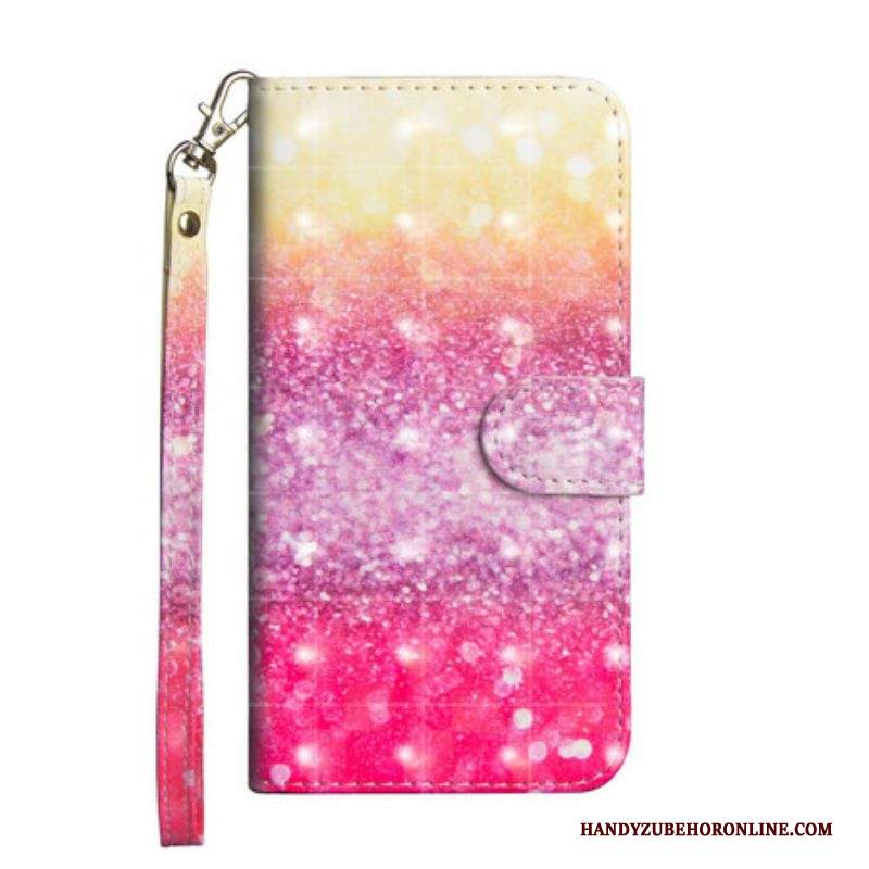 Custodia in pelle Samsung Galaxy A42 5G Gradiente Glitterato Magenta