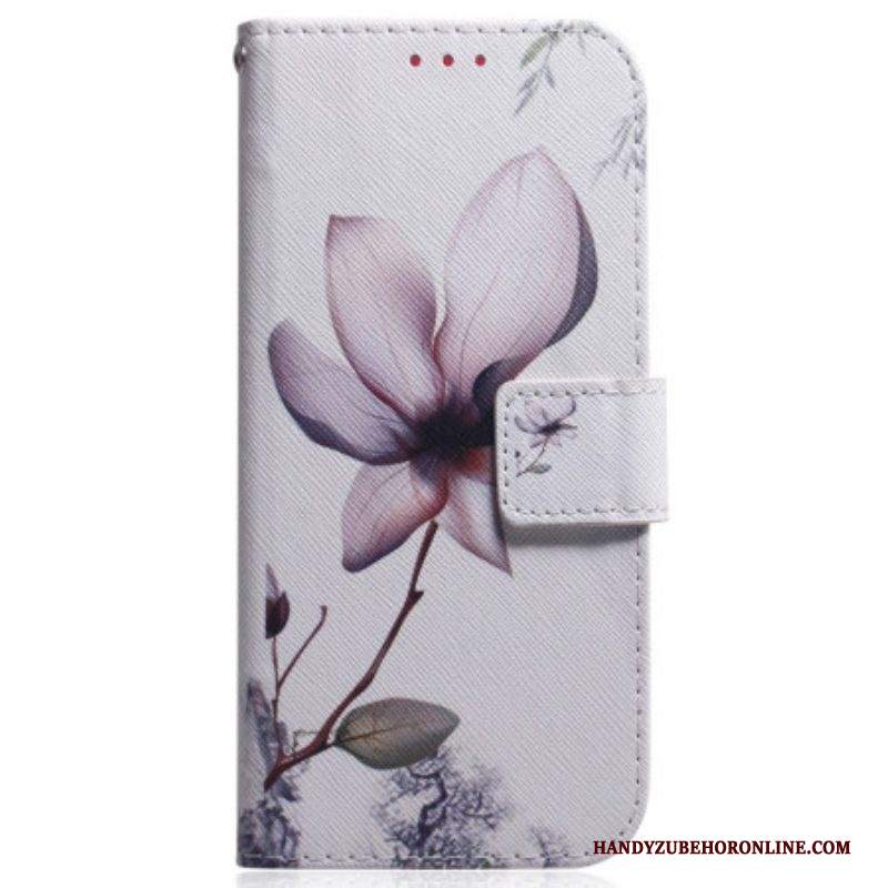 Custodia in pelle Samsung Galaxy A54 5G Fiore Strappy Dell'annata