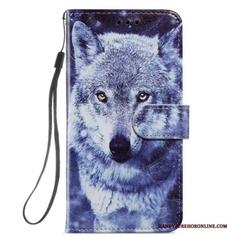 Custodia in pelle Samsung Galaxy A54 5G Tenero Lupo Con Cinturino
