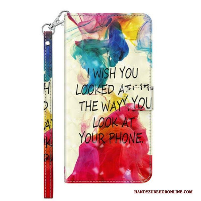 Custodia in pelle Samsung Galaxy M12 / A12 Punto Luminoso I Wish Con Cordino