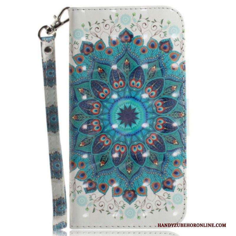 Custodia in pelle Samsung Galaxy M13 Mandala Con Cordino
