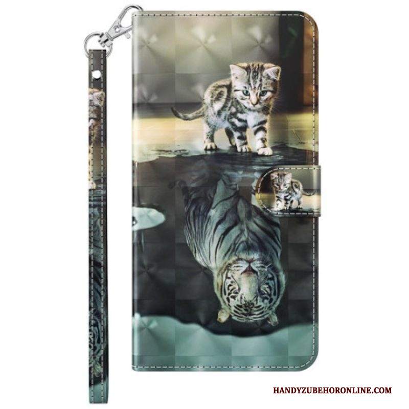 Custodia in pelle Samsung Galaxy M13 Sogno Di Gattino Con Cordino