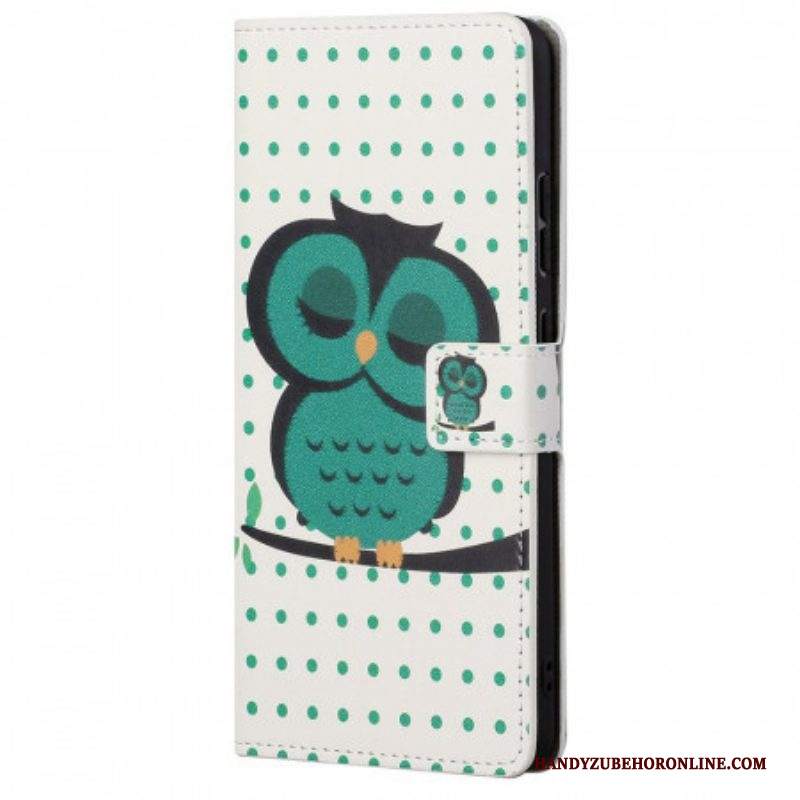 Custodia in pelle Samsung Galaxy M23 5G Gufo Addormentato