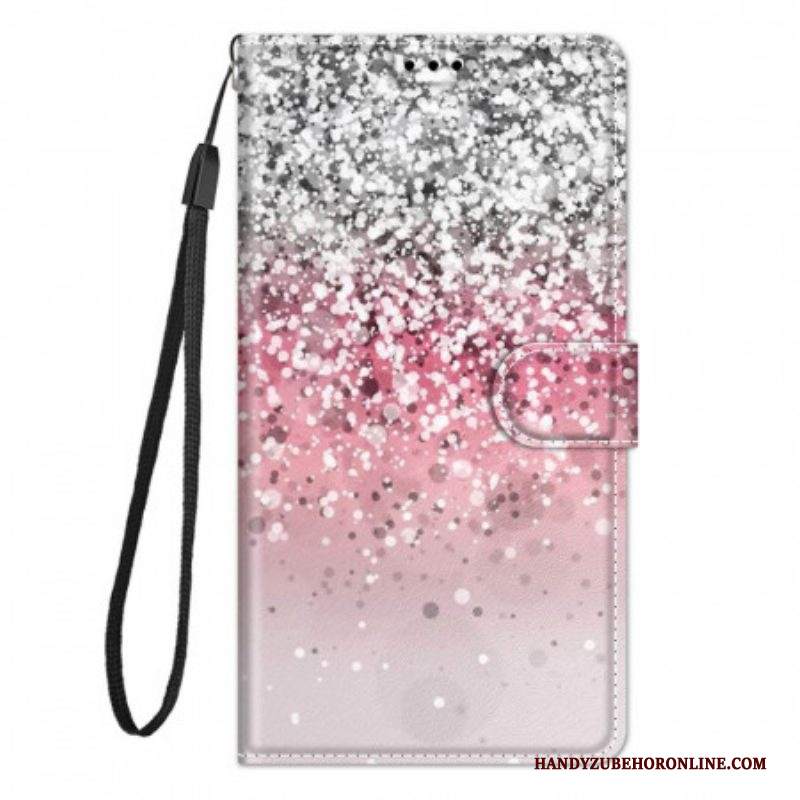 Custodia in pelle Samsung Galaxy M23 5G Paillettes Con Cinturino