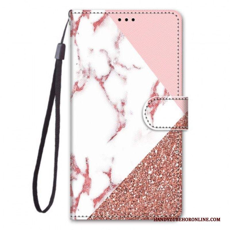 Custodia in pelle Samsung Galaxy M23 5G Triangolo In Marmo E Glitter