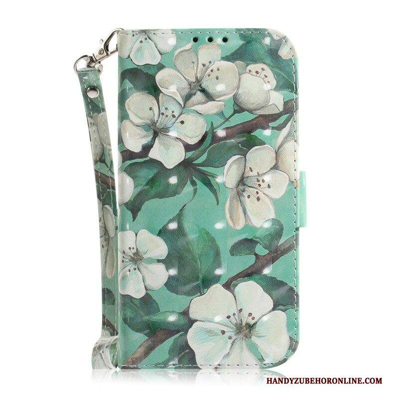 Custodia in pelle Samsung Galaxy M51 Cinghia Fiore Albero