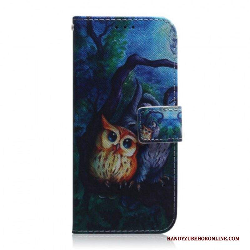 Custodia in pelle Samsung Galaxy M52 5G Gufi Misteriosi