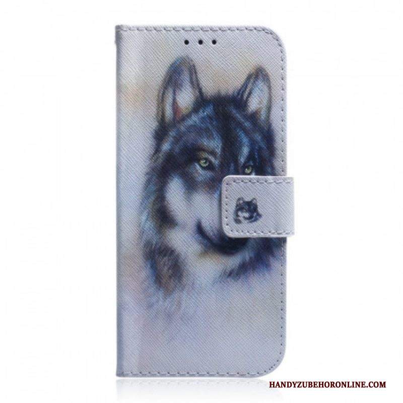 Custodia in pelle Samsung Galaxy M52 5G Lupo D'inverno