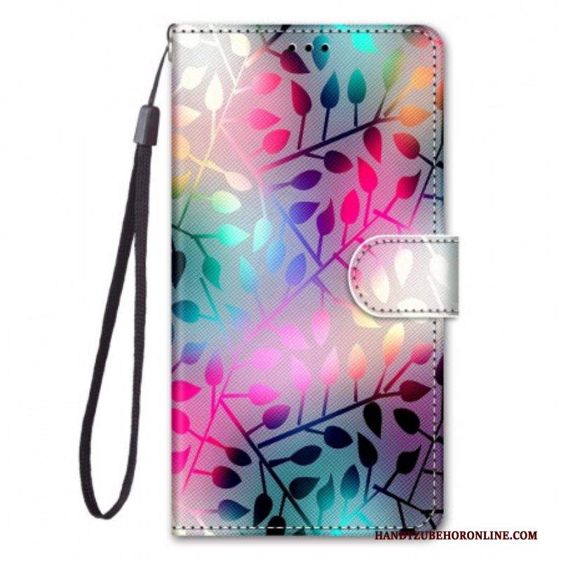 Custodia in pelle Samsung Galaxy M53 5G Fogli A Strisce