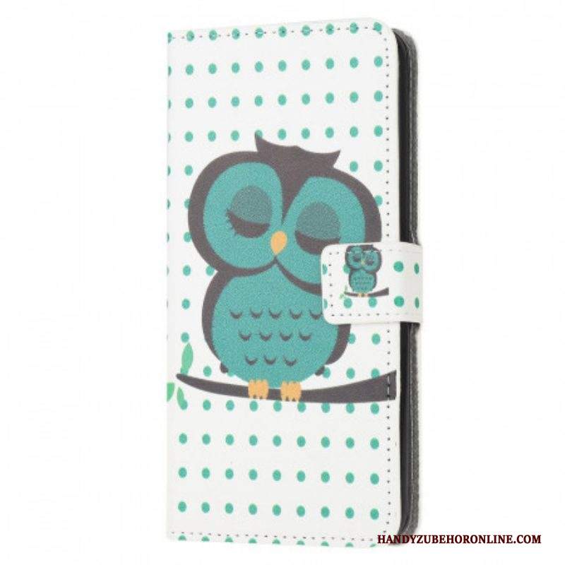 Custodia in pelle Samsung Galaxy M53 5G Gufo Addormentato