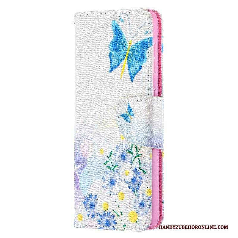 Custodia in pelle Samsung Galaxy S21 5G Farfalle E Fiori Dipinti