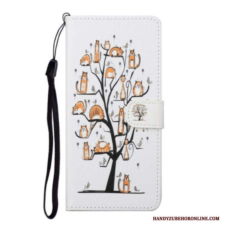 Custodia in pelle Samsung Galaxy S21 5G Gatti Funky Con Cinturino