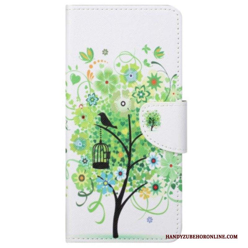 Custodia in pelle Samsung Galaxy S23 5G Albero Con Foglie Verdi
