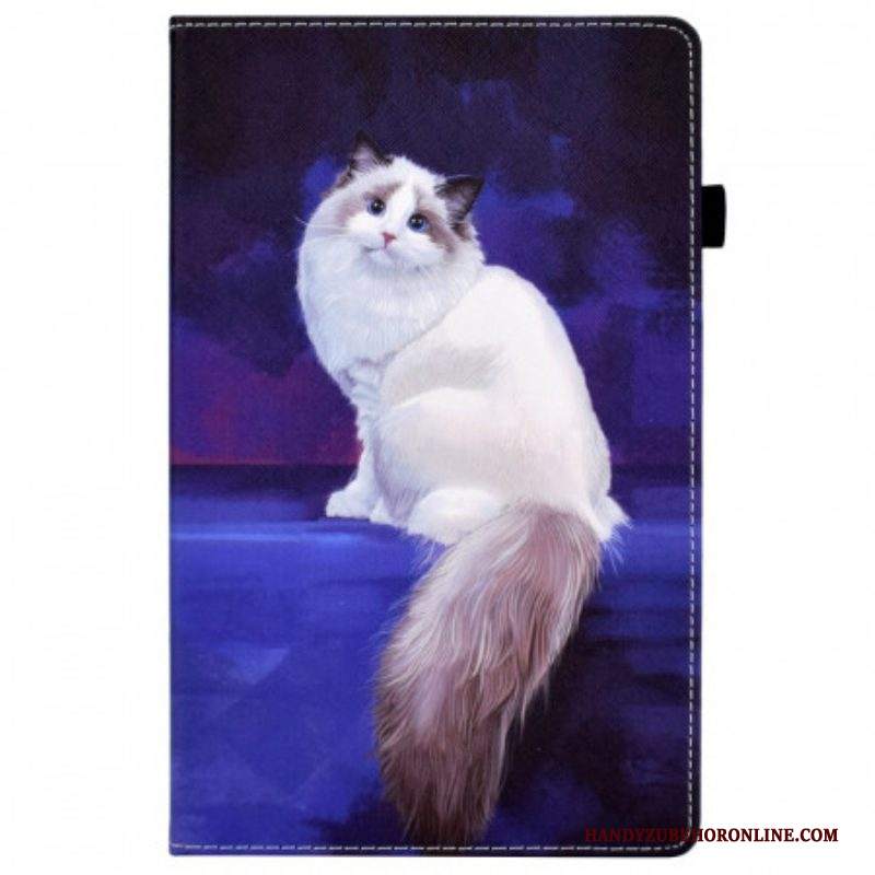 Custodia in pelle Samsung Galaxy Tab A8 (2021) Gatto Bianco