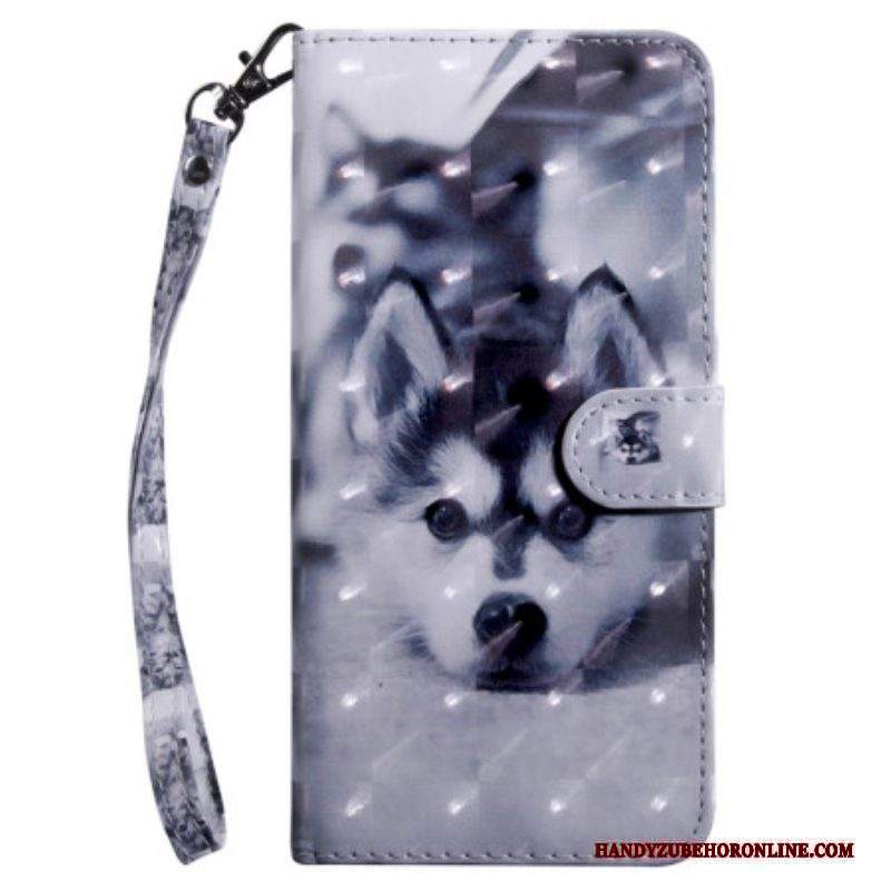 Custodia in pelle Sony Xperia 5 IV Cane Husky Con Cordino