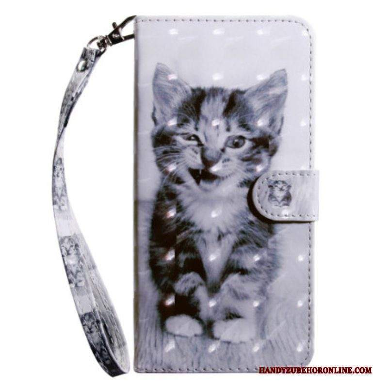 Custodia in pelle Sony Xperia 5 IV Gattino Con Cordino