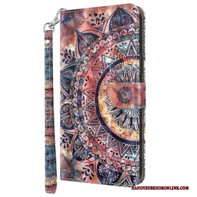 Custodia in pelle Sony Xperia 5 IV Mandala Con Cinghie Colorate