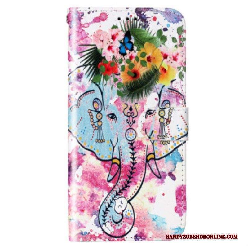 Custodia in pelle Xiaomi 12 Lite Elefante Tribale Con Cinturino