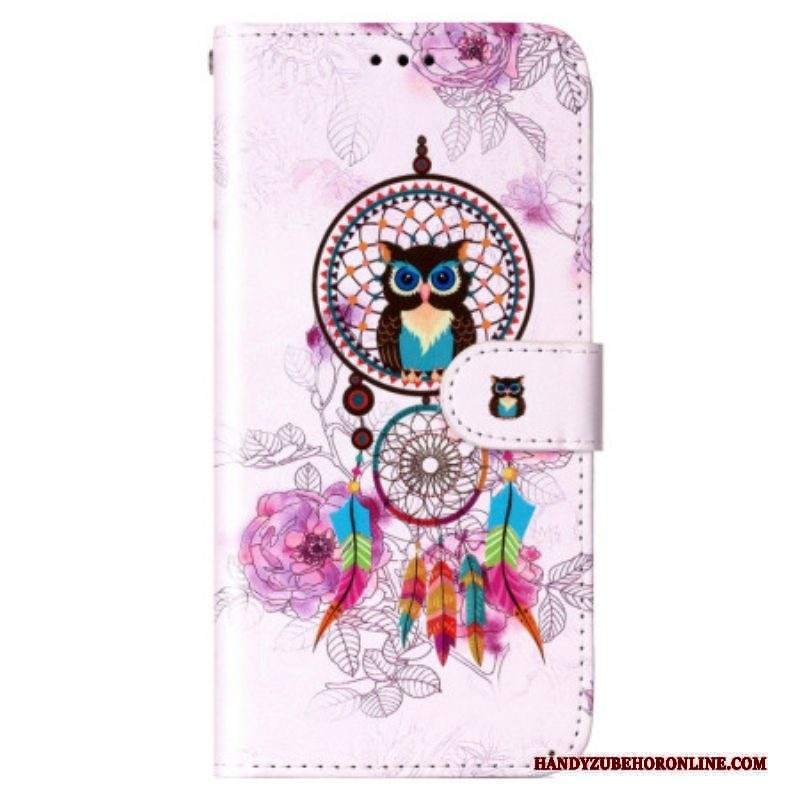 Custodia in pelle Xiaomi 12 Lite Gufo Acchiappasogni Con Cinturino