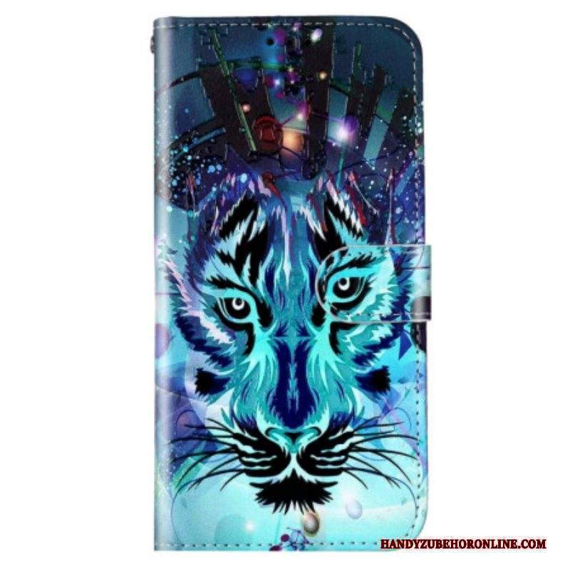 Custodia in pelle Xiaomi 12 Lite Tigre Con Cordino