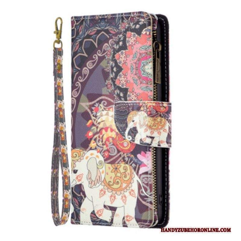 Custodia in pelle Xiaomi 12T / 12T Pro Tasca Con Zip A Forma Di Elefante
