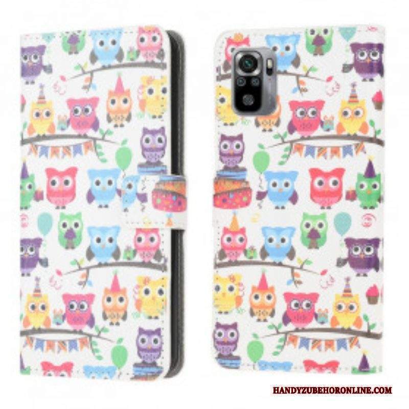 Custodia in pelle Xiaomi Redmi Note 10 / 10S Gufi Multipli