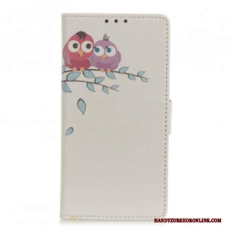 Custodia in pelle Xiaomi Redmi Note 10 / 10S Paio Di Gufi Sull'albero