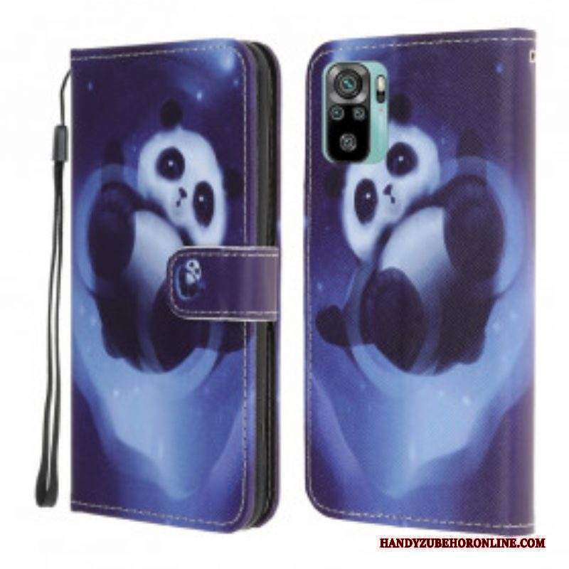 Custodia in pelle Xiaomi Redmi Note 10 / 10S Panda Space Con Cordino