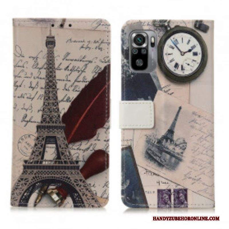 Custodia in pelle Xiaomi Redmi Note 10 / 10S Torre Eiffel Del Poeta