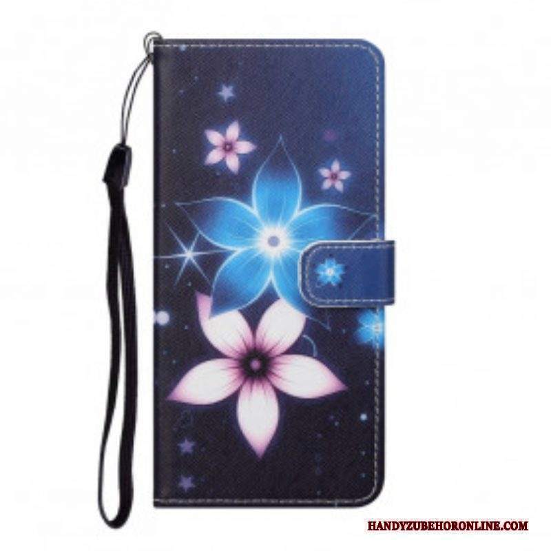 Custodia in pelle Xiaomi Redmi Note 10 Pro Cinturino Lunare Fiori